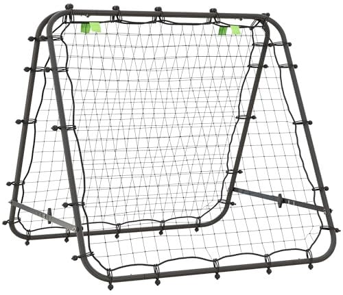 HOMCOM Rebounder für Fußball, verstellbar Prellwand mit 5 Winkelpositionen und Rückprallwand Netz, 100 x 95cm Kickback Tor Fußballtor für Jugendliche, Rückprallwand für Handball Training, Schwarz