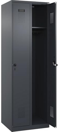 C + P Möbelsysteme | Spind | 2 Abteile | anthrazitgrau RAL 7016 | Stahl