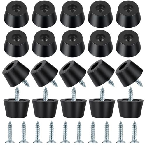20PCS Rubber Feet for Cutting Board,Rubber Feet with 20 Steel Matching Screws Round Anti Slip Rubber Foot Pad Anti Slip Furniture Pads,Suitable for Furniture Electronic Equipment Kitchen(black)