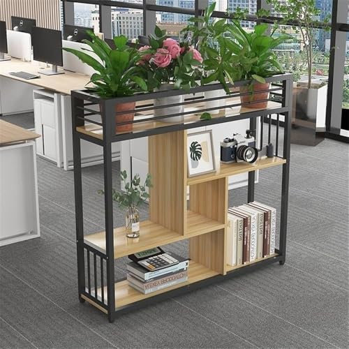 Multifunctional Metal Frame Shelf for Home Office Freestanding Plant Stand Room Divider and Privacy Partition (B100*29 * 110cm)