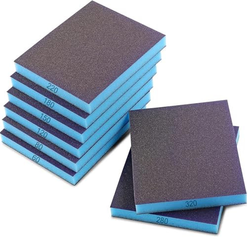 8 Stück Schleifschwämme, 60/80 /120/150 /180/220 /280/320 Körnung, Schleifschwamm, Schleifschwamm Holz, Schleifpapier, Schmirgelpapier, Schleifpapier Holz, Schleifschwämme, Schleifschwamm Fein