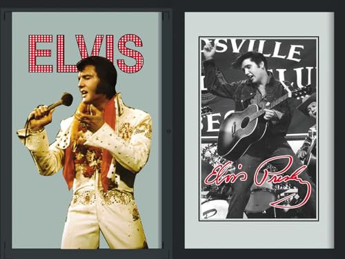 Set: 2 Spiegelbilder Elvis Presley Deko Bild 20x30 cm Wandbilder Hinterglasdruck mit Rahmen