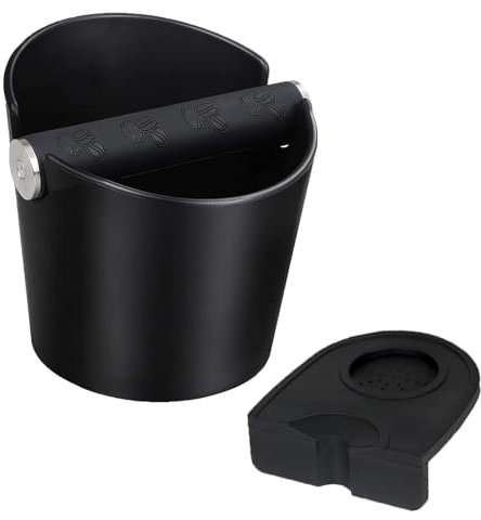 Coffee Knock Box, 4.8 Inch Espresso Knock Box with Tamping Mat, Coffee Bin Coffee Machine Accessories Coffee Grounds Knock Box Shock-Absorbent with Removable Metal Knock Bar, Barista Accessories