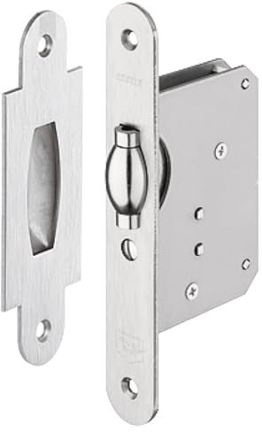 cyclingcolors 1x Cerradura para puerta pendular Longitud del frente 160 mm Ancho 24 mm con Contrachapa para Puerta Madera, Frente y Cerradero Acero Inox