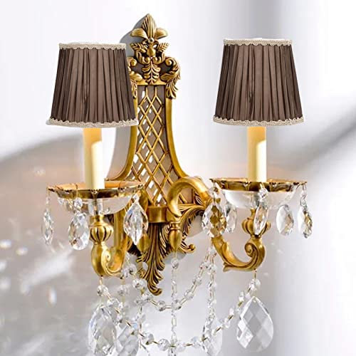 Stoff Lampenschirm, E14 Lampenschirme Moderne Ersatz Lichtschirm für Kerze Kristall Kronleuchter Candle Light Wand Licht Tischleuchte (Kaffee)