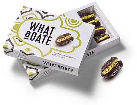 What a Date Pistachio - Large box - High in Fibre, Gluten Free, Vegan and Plant-based.