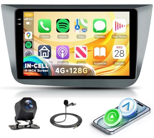 4G+128G Rimoody 9Android Autoradio für SEAT Altea 2004-2015 Toledo 2004-2009 Wireless Carplay Radio Auto mit Android Auto Navi GPS Mirror Link Bluetooth FM/RDS/EQ WiFi Lenkradsteuerung Rückfahrkamera