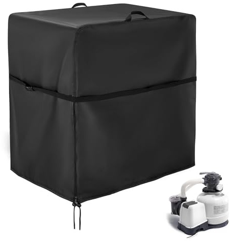 Kingling Sandfilteranlage Pool Abdeckung für INTEX Poolpumpe Sandfilter, wasserdichte Abdeckung für Sandfilteranlage Poolpumpe Poolfilterabdeckung (Black, 54 x 36 x 49 cm)