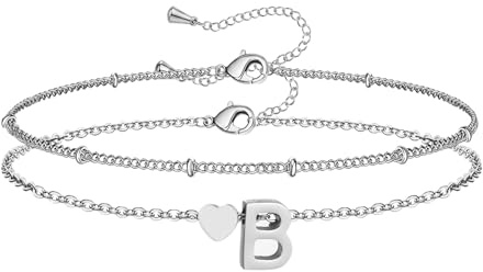 HSWYFCJY Armband Damen Silber Gold Buchstaben Armbänder Armkette Damen Edelstahl Armband Set Schmuck Geschenke Für Frauen
