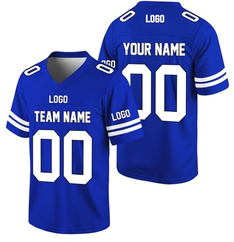 Personalisiert American Football Spieltrikots für Herren Kinder,Benutzerdefinierte Rugby Trikot T-Shirt mit Name Nummer