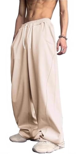 PADOLA Pantalone della Tuta Uomo Largo Y2K Streetwear Vita Elasticizzata con Cordino Tasche Laterali Pantalone Casual Baggy per Sport e Tempo Libero