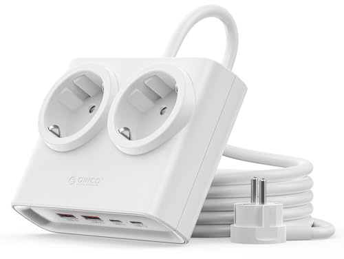 ORICO 25W PD GaN Mehrfachsteckdose 6-in-1 Weiß 2AC 4USB 1,6m Kabel