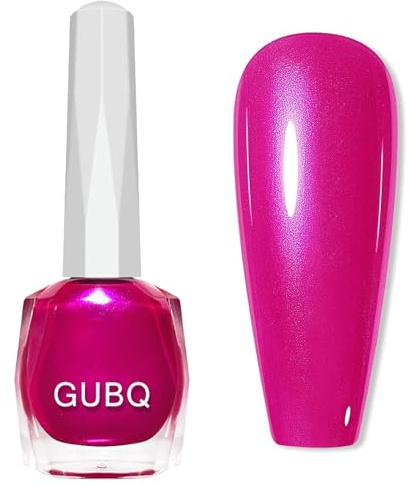 Pink Nail Varnish - Hot Pink Pearl Nail Polish - Neon Pink Pearlescent Nail Varnish Quick Dry - 12ml Glossy Finish Shimmer Iridescent Long Lasting Nail Polish for Women Nail Art DIY