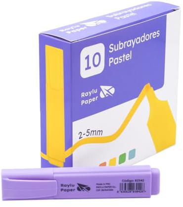 RAYLU PAPER Evidenziatori Viola Pastello con Punta Scalpello, Set Evidenziatori 10 pz con Tratto 2–5 mm, Highlighters per Studio e Organizzazione (Viola Pastello, 10 pz)