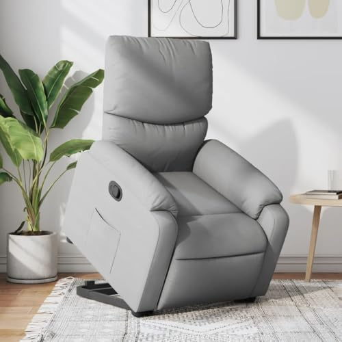 mtlskopl Relaxsessel Hellgrau mit Elektrischer Aufstehhilfe 75x99x99 cm Stoffbezug 135° Rückenlehne Lesesessel mit Seitentasche für Wohnzimmer Schlafzimmer