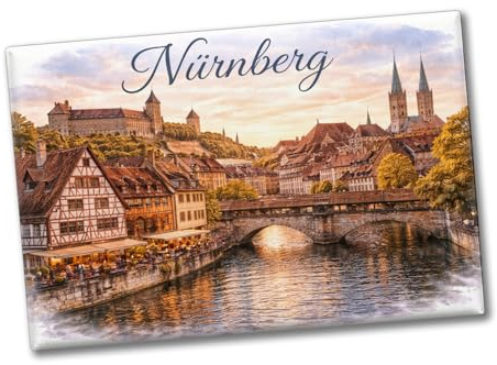 speecheese Nürnberg Stadtansicht bei Sonnenuntergang Souvenir Souvenir | Magnet Souvenir Magnet als ideales Reisemitbringsel