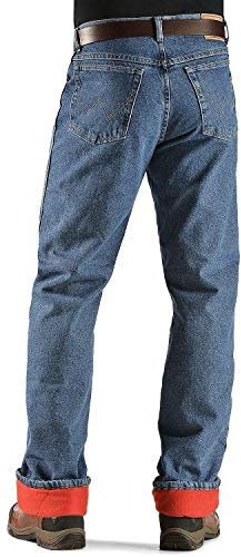 Wrangler Rugged Wear Men's Woodland Thermal Jean,Stonewashed Denim,32x32