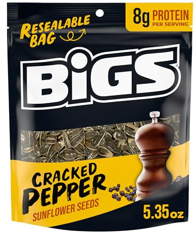 BIGS Sunflower Seeds, Cracked Pepper Flavor, 5.35 oz. (Pack of 12)