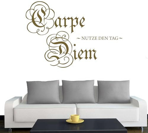 Klebesüchtig A275 Wandtattoo Carpe Diem 88cm x 60cm Gold Dekoration - Bad - Wohnzimmer - Aufkleber - Wandsticker