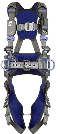 3M 1113127 DBI-SALA ExoFit X300 Comfort Construction Positioning Safety Harness, Construction Fall Protection, Aluminum Back and Hip D-Rings, Auto-Locking Quick Connect Leg and Chest Buckles, Large