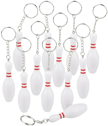 ~ 12 ~ Bowling Pin Key Chains ~ Approx. 3 Bowling Pin ~ New ~ Bowling Party Favors by Rhode Island Novelty