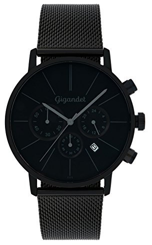 Gigandet Herrenuhr Schwarz Chronograph Quarz Analog mit Edelstahlarmband G32-008