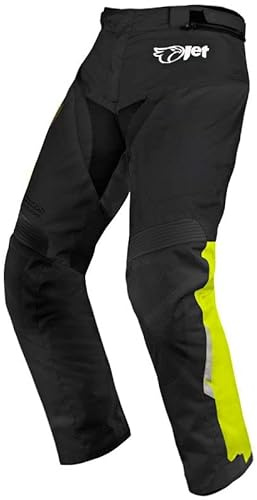 Jet Pantalones Moto Motocicleta Hombre Protección Textiles Impermeable Cinturón Ajustable Reflexiva Forro térmico extraíble Touring - W38 L32, Negro