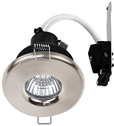 MiniSun | Shower/Soffit Brushed Chrome Recessed Ceiling Downlights | LED Bulbs, Home Décor & Improvement Essential | Pack of 4 | Includes Bulb [6500K Cool White] | Mains Wired
