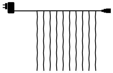 Top-Line Curtain Start set Warm white Black 1,1x1m+8m