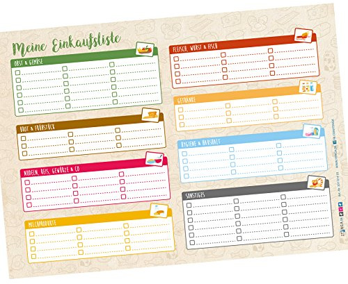itenga Essensplan Food Planner Meal Planner DIN A4 Block 50 Seiten Wochenplan Einkaufszettel (DIN A5 Einkaufszettel)