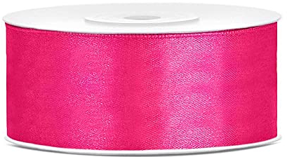 DaLoKu Satinband 6/12/25/38/50/100mm x 25m Geschenkband Schleifenband, Größe: 25mm x 25m, Farbe: Dunkelpink