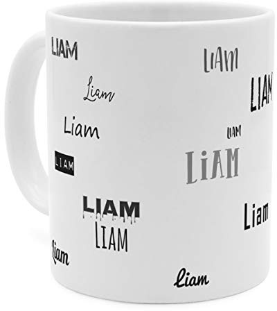 printplanet Tasse mit Namen Liam - Motiv Schriftarten Sammlung - Namenstasse, Kaffeebecher, Mug, Becher, Kaffeetasse - Farbe Weiß