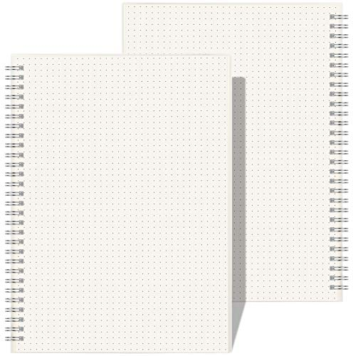 Bullet Grid Journal B5 Spiralblock - RETTACY Dotted Groß Notizbuch Transparentes Hardcover, 7,3X 10 100 g/m² dickes Papier 80 2er-Pack