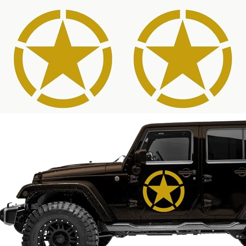 Autodomy Pack mit 2 Sticker Sterne | Militär Aufkleber Beständig gegen Regen und Sonne | Aufkleber für Auto 4x4 Offroad Geländewagen | Us Army Sticker | Militär Autoaufkleber (Gold, 15 cm)