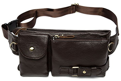 Jxth Fashion Women's Waist Bag Genuine Leather Waist Pack Fanny Bag Cross Body Bag For Sport Hiking Travel Climbing Adjustable Lightweight Fanny Pack Belt Bag (Color : Coffee)