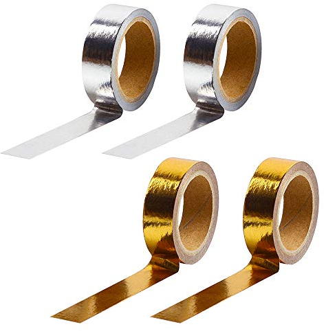 Huture 4 Rollen Holografisches Glitzerband Washi Masking Tape Klebebänder Papierband Deko Kreative Dekobänder Aufkleber Kinder Klebeband aus Japanischem Papier für DIY Handwerk Supplies Scrapbooking
