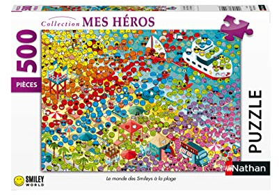 Ravensburger 4005556872381 500 Teilen Die Welt der Smileys am Strand SmileyWorld Puzzle für Erwachsene