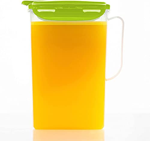 LocknLock Aqua Kühlschranktür Wasserkrug mit Griff, BPA-freier Kunststoffkrug mit Klappdeckel, perfekt für die Herstellung von Tee und Säften, 2 Quarts/Liter, Grün