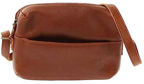 LECONI kleine Mini-Umhängetasche für Frauen Damentasche aus echtem Büffel-Leder für Reisen Festival Radfahren Freizeit Ledertasche für Damen Leder 20x14x6cm braun LE3080-buf