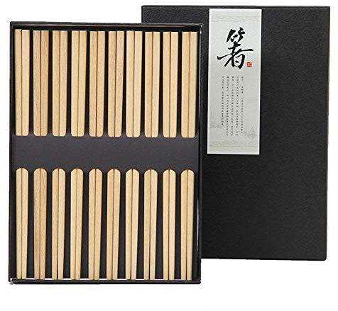Lot de 10 paires de baguettes en bois de 23 cm, sans peinture, sans cire, style classique chinois pour cuisine, salle à manger, nouilles gourmandes
