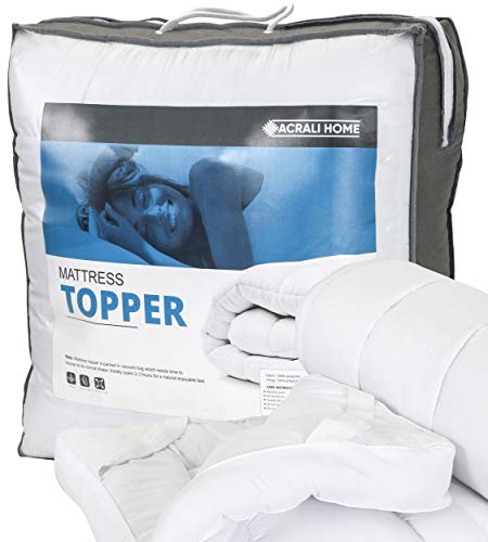 ACRALI HOME Luxury Thick Mattress Topper Double Bed – 4 Inch Extra Thick, Hotel Quality, Quilted and Breathable Topper with Elasticated Corner Straps for Superior Comfort and Fit