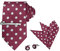 Allegra K Herren Polka Dots Einstecktuch, Krawattenklammer und Manschettenknöpfe Krawatten-Sets für Hochzeit Business, weinrot weiß, Einheitsgröße