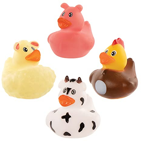 Baker Ross FE326 Bauernhof Gummiente Badespielzeug - 8er Pack, Spielzeug für Kleine, Partytütenfüller und Badewannenspielzeug für Kinder