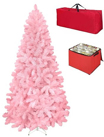 Totò Piccinni Albero di Natale Artificiale NOEL, Folto, Effetto Realistico, Rami a Gancio, Facile Montaggio, PVC, Ignifugo con Borsone (270 cm, Rosa)