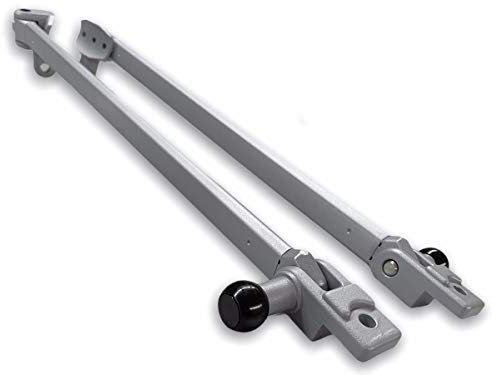 Teletoldo – Kit di Bracci per Balcone da 50 ctms. Con fissaggio a ringhiera ● Molla retrattile ● Piastre + Viti + Accessori inclusi ● Colore grigio argento