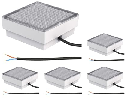 ledscom.de 5 Stück LED Pflasterstein Bodeneinbauleuchte CUS für außen, IP67, eckig, 15 x 15cm, warmweiß