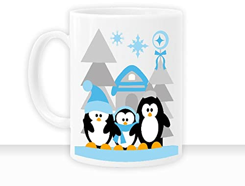 Tasse fröhlichen Weihnachten Weihnachtstasse Pinguine Zuhause Schnee Wichtel Kaffeebecher bedruckte Tasse