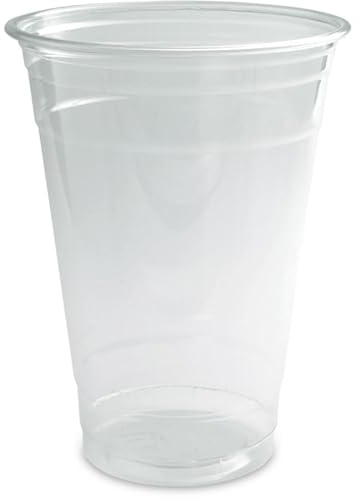 Pro DP 1000 Clear Cups 20oz Universal Trinkbecher 500ml mit Eichstrich für Kaltgetränke, Softdrinks, Smoothies, Shakes, Cocktails, Obst u.v.m. klar extra stabil rPET recycelbar Ø95mm