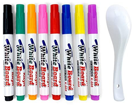 Magical Water Painting Pen, Magic Water Doodle Drawing Pens 8/12 Colors with Ceramic Spoon, Painting Floating Marker Pens, Magic Doodle Water Floating Pens for Kids Adults Teaching Drawing Gift