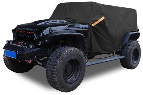 X AUTOHAUX Autoabdeckung SUV Autoplane Outdoor Vollgarage Auto Abdeckplane für Jeep Wrangler JK JL Hardtop 2 Tür Schwarz